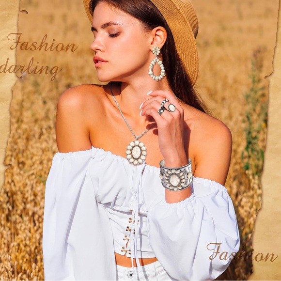 Ecally Bohemian Western Jewelry Turquoise Set